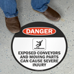 Exposed Conveyors Can Cause Injury Danger Floor Sign