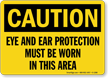 Eye and Ear Protection Must Be Worn Sign