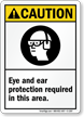 Eye and Ear Protection Required In Area Sign