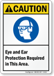 Eye Ear Protection Required Caution Sign