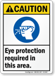 Eye Protection Required In Area ANSI Caution Sign