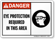 Eye Protection Required In This Area Danger Sign