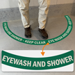 Eye Wash & Shower Station   Keep Area Clear, 2 Part Floor Sign