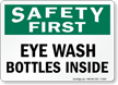 Eye Wash Bottles Inside Safety Sign 