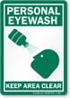 Personal Eyewash Keep Area Clear Sign