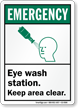 Eyewash Bottle Station Keep Area Clear Emergency Sign