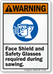 Face Shield And Glasses Required Warning Sign