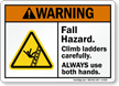 Fall Hazard Climb Ladder Carefully Warning Sign