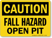 Fall Hazard Open Pit OSHA Caution Sign