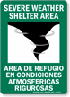 Severe Weather Shelter Area Bilingual Sign