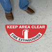 Fire Extinguisher   Keep Area Clear, Semi Circle, Red
