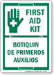 Bilingual First Aid Kit, Botiquin De Primeros Auxilos Sign