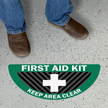 First Aid Kit Keep Area Clear Semicircle Floor Sign