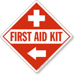 First Aid Kit Sign with Left Arrow