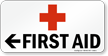 First Aid Sign with Arrow and Red Cross