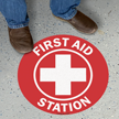 First Aid Station SlipSafe Floor Sign