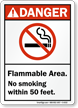 Flammable Area No Smoking Danger Sign