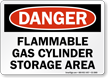 Flammable Gas Cylinder Storage Area OSHA Danger Sign