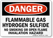 Flammable Gas Hydrogen Sulfide Danger Sign