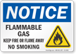 Flammable Gas Keep Fire Or Flame Away Notice Sign