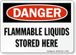 Danger Flammable Liquids Stored Here Sign