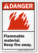 Danger (ANSI) Flammable Material Keep Fire Away Sign