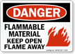 Flammable Material Keep Open Flame Away Sign