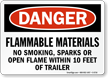Flammable Materials No Smoking Danger Sign