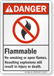 Flammable No Smoking Or Open Flames Danger Sign