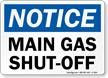 Notice Main Gas Cut Off Sign