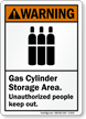 Gas Cylinders Storage Areas Warning Sign