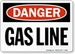 Best-Selling Gas Line Sign, OSHA Danger 