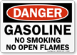 Danger Gasoline No Smoking Flames Sign