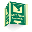 Glow-In-Dark Projecting Emergency Shelter Area Sign, 6 in. x 5 in.