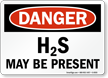 Danger H2S May Be Present Sign