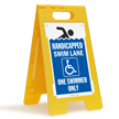 Handicapped Swim Lane One Swimmer Only Floor Sign