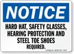 Hard Hat Glasses Required Sign