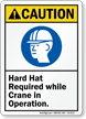 Hard Hat Required While Crane In Operation caution Sign