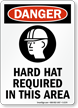 Danger: Hard Hat Required (graphic) Sign