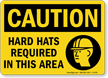Caution: Hard Hats Required (graphic) Sign