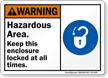 Hazardous Area Keep Enclosure Locked Sign
