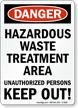 Danger Hazardous Waste Treatment Area Sign