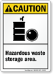 Caution: Hazardous Waste Storage Area Sign