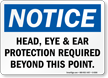 Head, Eye & Ear Protection Required Sign