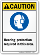 Hearing Protection Required In This Area Caution Sign