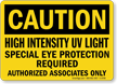 High Intensity UV Light Caution Sign