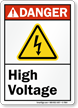 High Voltage ANSI Danger Sign With Graphic