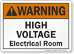 High Voltage Electrical Room ANSI Warning Sign