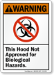 Hood Not Approved For Biological Hazards Sign