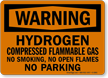 Hydrogen Compressed Flammable Gas Warning Sign